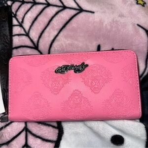Ed Hardy Pink Embossed Women's Wallet